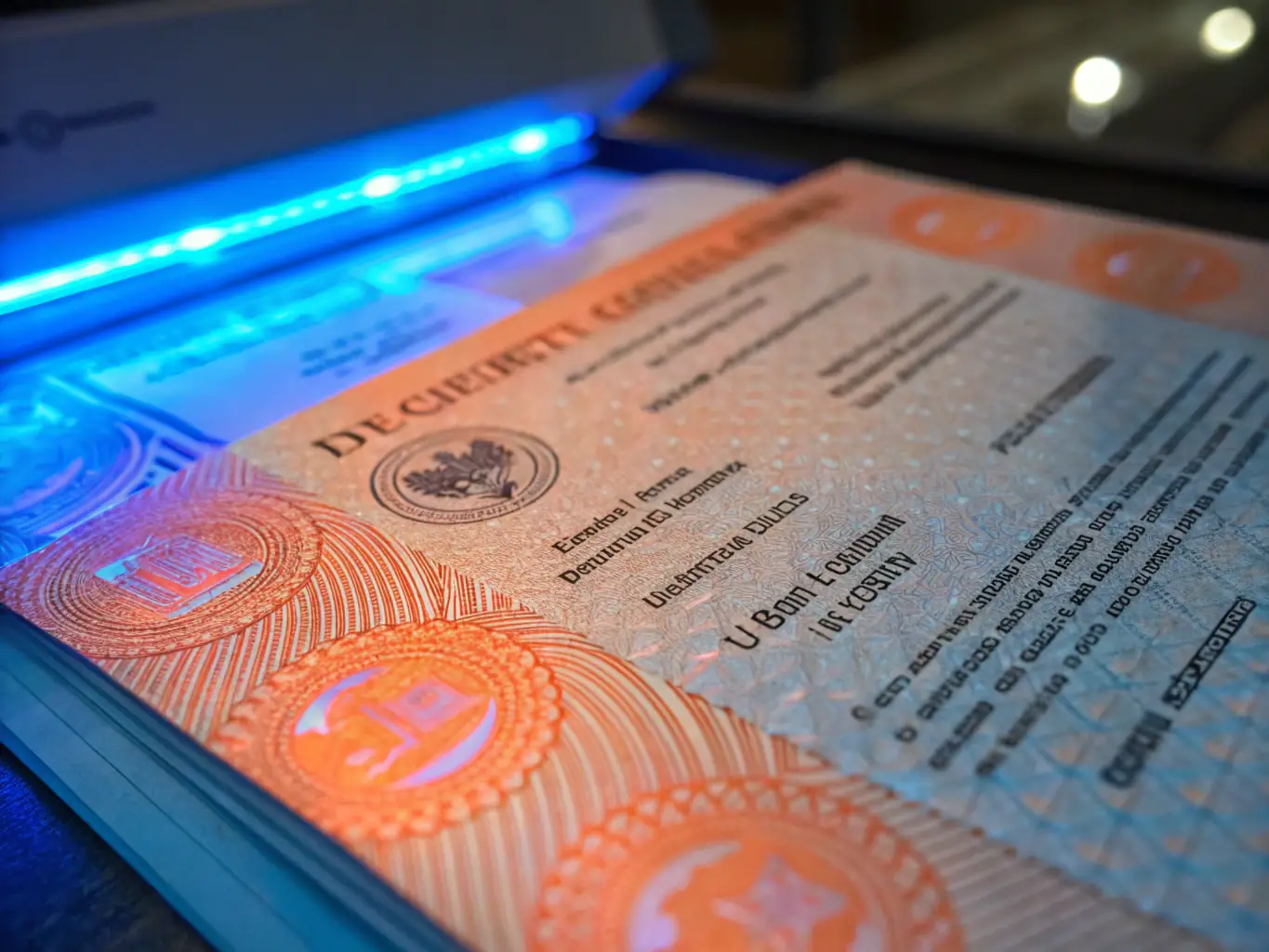 A detailed image of an ID card featuring microtext printing, barely visible to the naked eye, demonstrating Path Technology's attention to detail in security design.